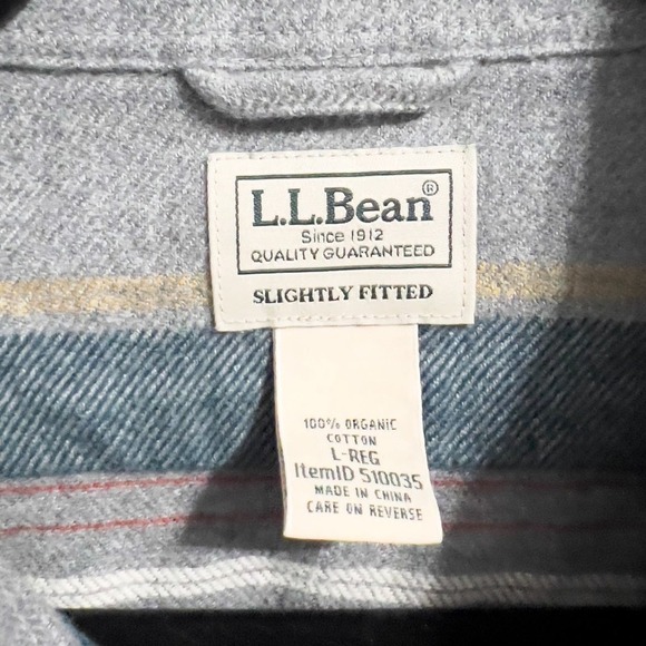 L.L. Bean Flannel Striped Button Down Shirt Shirt Slightly Fitted Large Grey - Picture 3 of 4